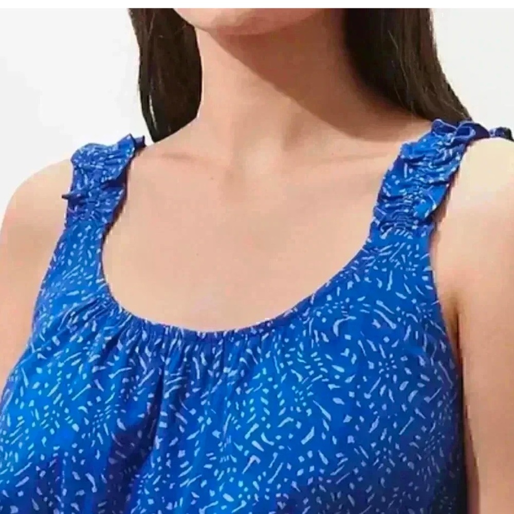 Banana Republic Petite Ruffle Fit n Flare Blue Dress MP NEW - Picture 8 of 9